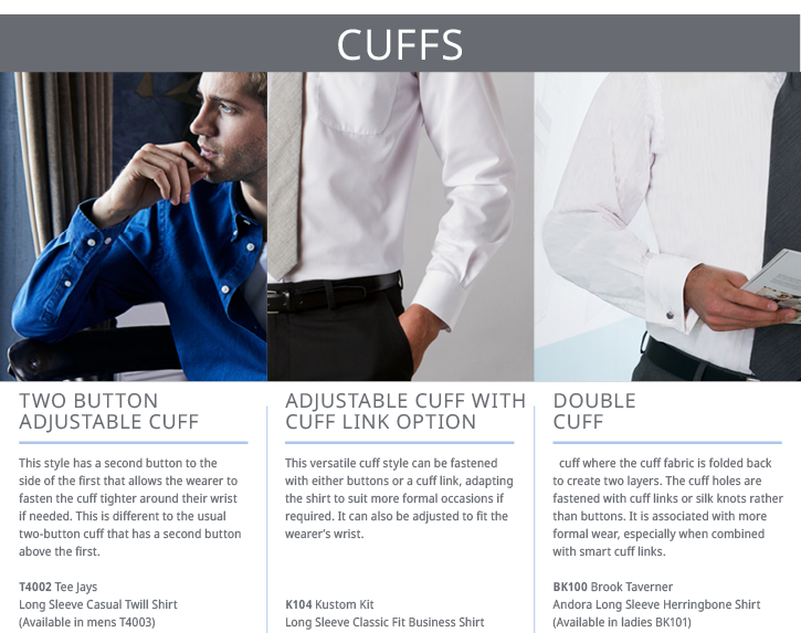 Shirt cuffs from Aspect Corporarte Clothing