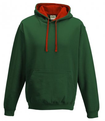 AWD varsity hoodie in bottle green/red