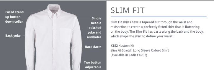 Slim fit shirt info