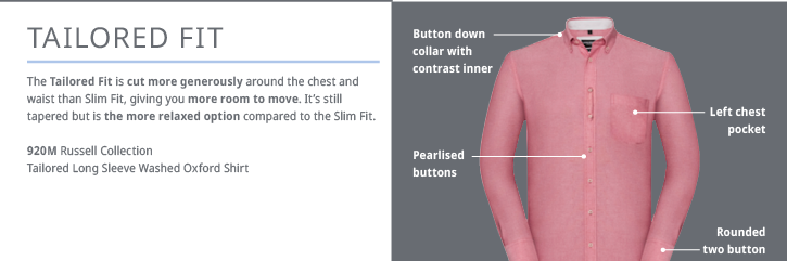 Tailored fit shirt info